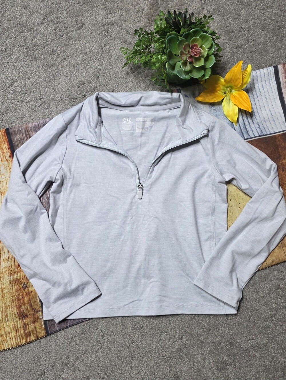 Athletic Works Gray Long Sleeve Quarter Zip Shirt Youth Size XS 4-5